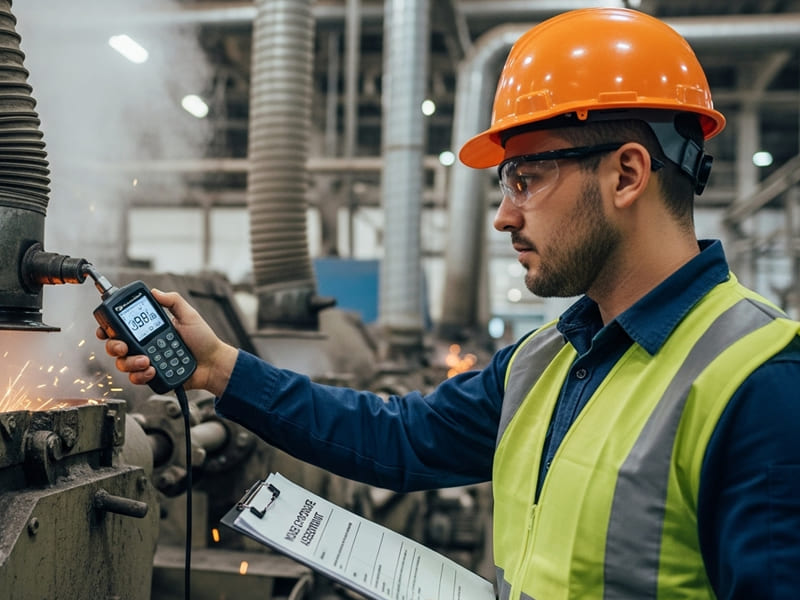 técnico fazendo testes e laudos de insalubridade